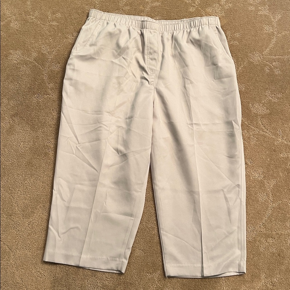 NWT Kim Rogers Tan Pull On Capris Pants. Sz 18